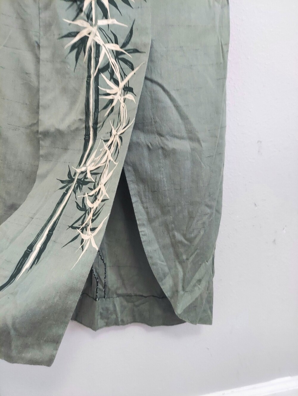 Vintage Liberty House By Kiyomi Olive Green Muumuu Dress Bamboo Art Hawaiian 8 - Picture 6 of 9